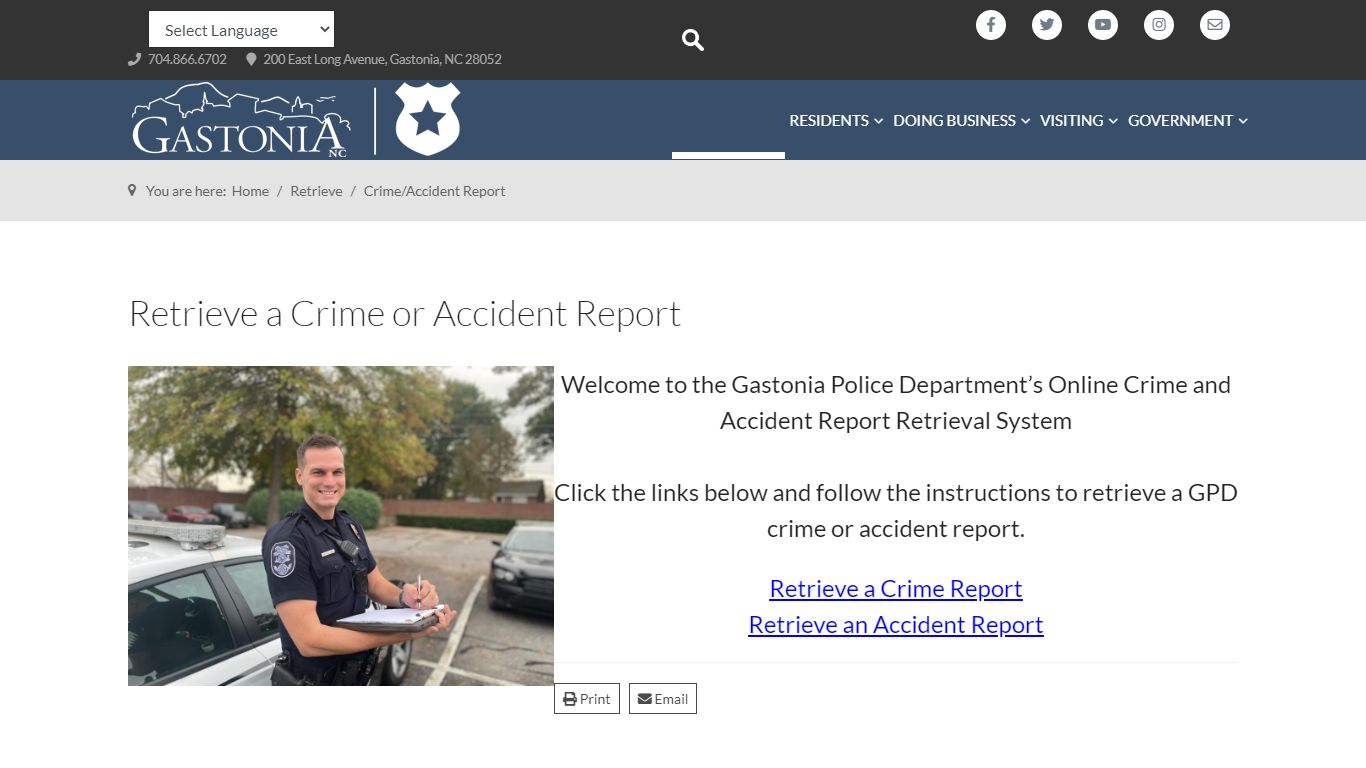 City of Gastonia - Crime/Accident Report